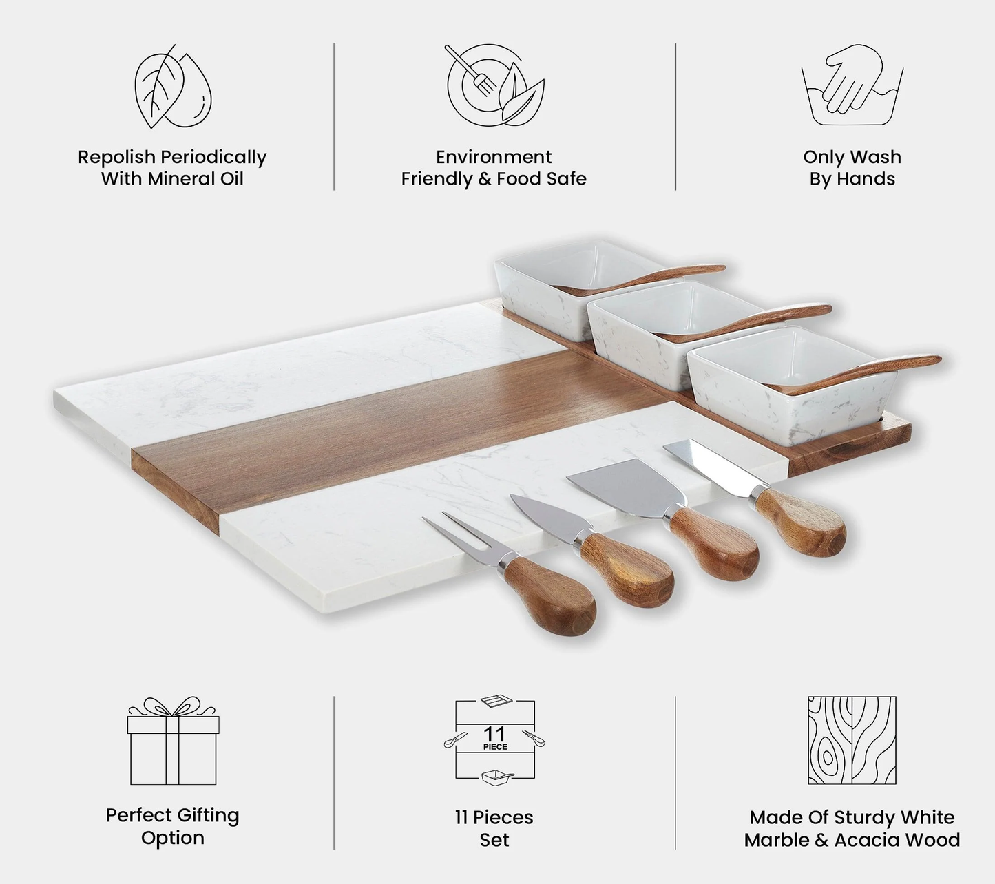Marble Charcuterie Board Set